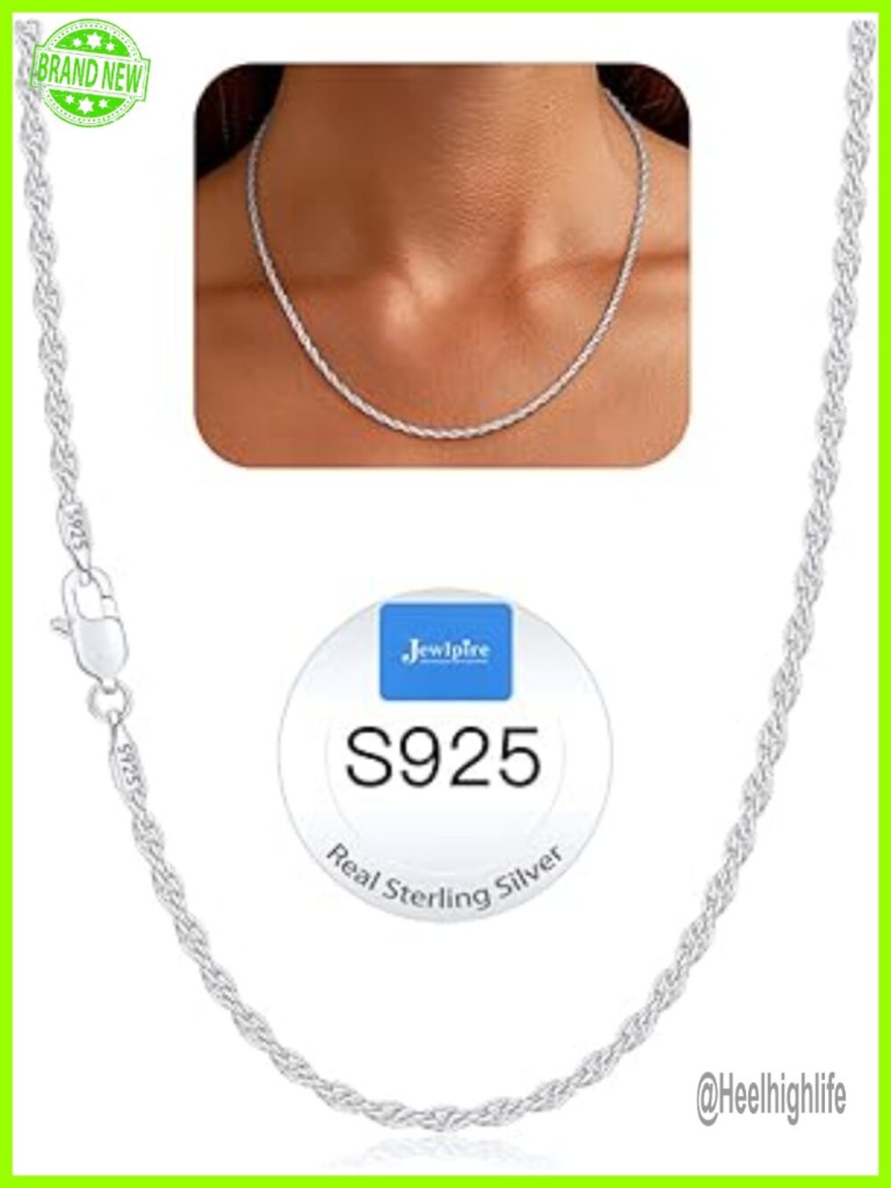 1.5mm Rope Chain 925 Sterling Silver Necklace 14K Gold Plated Dainty Sturdy 18